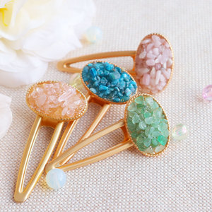 Grosir klip rambut kristal kualitas tinggi klip rambut Oval kristal alami Amethyst klip rambut Quartz mawar - Product Image 3