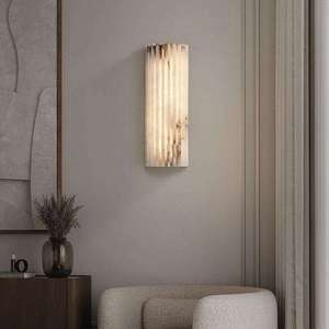 Applique <span class=keywords><strong>da</strong></span> <span class=keywords><strong>Parete</strong></span> PM Luxury in Marmo Spagnolo Alabastro, Lampada <span class=keywords><strong>da</strong></span> Camera <span class=keywords><strong>da</strong></span> Letto di <span class=keywords><strong>Design</strong></span> Scanalata con Luce LED per Soggiorno o Bagno - Product Image 3