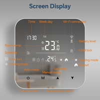 Thermostat de chaudière Tuya Gateway Zigbee avec panneau miroir, contact sec, alimentation par batterie/USB, verrouillage enfant, contrôle de chauffage anti-gel