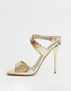 Sandali da donna dorati con <span class=keywords><strong>tacco</strong></span> alto con cinturino alla caviglia - Product Image 4