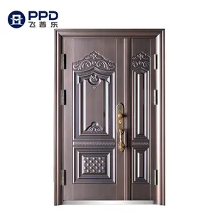 Phipulo China Supplier Latest Design Luxury America Style Double Iron Gates Design Interior Steel Entrance Door