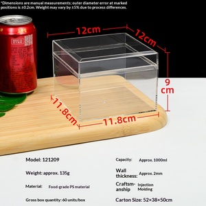 Boîte de rangement carrée transparente en plastique, conteneur transparent épais de qualité alimentaire avec couvercle pour aliments, bonbons, bijoux, étui organisateur de cadeaux - Product Image 5