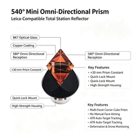 Prisme omnidirectionnel à 540 degrés pour station totale 360, accessoire de mesure pour instrument de topographie robotisé à suivi automatique et réflexion