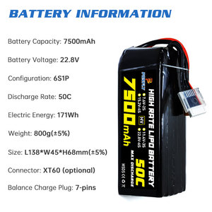Batteria al Litio PONFLY 7500mAh 22.8V 50C 6S per Droni FPV, Aerei RC, Elicotteri UAV con Connettore XT60 171Wh - Product Image 4