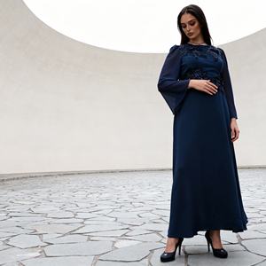 Robe Abaya élégante personnalisée avec strass thermocollants en polyester pour femmes musulmanes, occasions de fête, vente en gros - Product Image 2