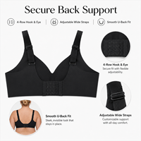 Soutien-gorge personnalisé en soie glacée, sans couture, sans armatures, fermeture dorsale à 4 rangées, bretelles extensibles réglables, grande taille pour femme