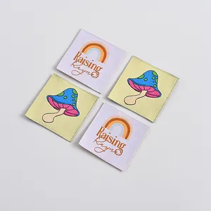 Brand Logo fabric Woven Label Garment Tag printed High Density Embroidery Logo Label For Clothing