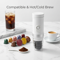Machine à expresso à capsules pour salle de pause, 20 bars, 7500 mAh, un bouton, chaud/froid, en plastique, compatible NES, détachable, CE RoHS, logo personnalisé OEM