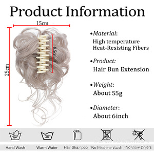 Nouveau style, vente en gros : <span class=keywords><strong>Chignon</strong></span> bouclé en fibre synthétique, extension bouclée à queue longue, <span class=keywords><strong>chignon</strong></span> désordonné élastique <span class=keywords><strong>pour</strong></span> femmes - Product Image 5