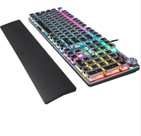 Clavier mécanique AULA F2088 pour joueurs, idéal pour le gaming et l'e-sport, avec interrupteurs bleus, utilisation à domicile, style punk, repose-poignets et éclairage mixte.
