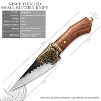 Couteau de cuisine universel traditionnel Longquan de 5 pouces, manche en bois de copal Rhodesian, lame entièrement forgée, couteau utilitaire ultra-affûté