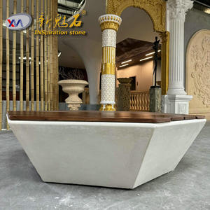 Nuevo Banco Hexagonal de Madera para Exteriores, Asiento de Hormigón GRC Magic Stone, para Jardín, Hotel, Parque, Escuela, Área de Descanso - Product Image 1
