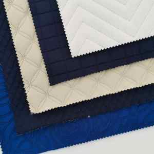 Tela de Forro Impermeable de Alta Calidad MQ, Diseño de Ondas en Color <span class=keywords><strong>Beige</strong></span>, <span class=keywords><strong>Acolchado</strong></span> Ultrasónico sin Costuras, para Ropa de Exterior - Product Image 4