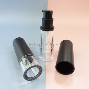 Transparent Acrylic Airless <b>Pump</b> <b>Bottle</b> 30ml Cosmetic Cylinder Shape Black Cap for Essence Lotion Foundation Packaging - Product Image 1