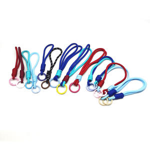 ポリエステル製パラコード織り込み格子柄耐久性のある車のキーホルダーリングIDカード紛失防止ストラップ、携帯電話用金属フック付き - Product Image 4