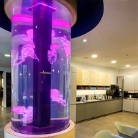 Aquarium cylindrique transparent de grande taille en plastique écologique, taille personnalisée, pour poissons marins et récifs, idéal pour salon et bureau