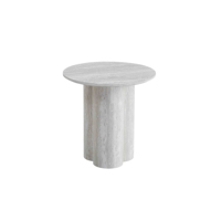Ensemble de tables basses rondes italiennes de luxe, table basse et table d'appoint en travertin naturel personnalisables pour le mobilier de salon