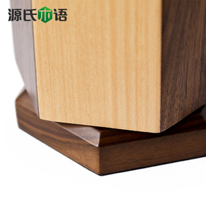 Yeswood Wooden Pen Holder Square 9.5x9.5x12.6cm <b>Rotating</b> <b>Desk</b> Organizer Office Study Stationery Storage - Product Image 2