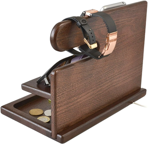 Organizador de Escritorio con Base para Teléfono de Madera, Soporte para Llaves, Base para Teléfono, Soporte para Llaves de Fresno, Organizador de Relojes, Regalo para Hombre - Product Image 5