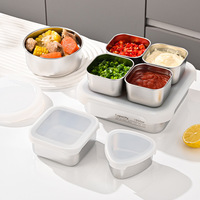 304 RVS luchtdichte antislip voedselbewaarbak met één compartiment, siliconen deksel, koelkastorganizer, lunchbox
