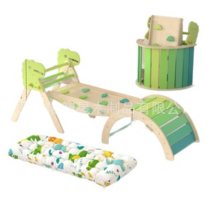 Structure de jeu d'escalade intérieure en bois 185.92x52.07x57.91cm 9-en-1 pour enfants de 3 à 6 ans - Product Image 2