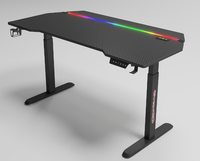 Bureau debout électrique réglable en hauteur, bureau de jeu ergonomique à moteur unique, table d'ordinateur PC avec surface texturée en fibre de carbone