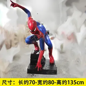 Açık yeni stil yaşam boyutu tema parkı dekoratif reçine sanat hediye süper adam karikatür heykel fiberglas Spiderman heykeli