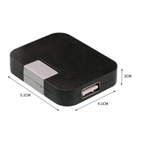 OEM Logo Ultra-Thin 4-in-1 Portable Mini 2,0 HUB Transferencia de datos de 4 puertos Laptop PC Diseño plegable Slim USB Splitter Boxed Stock