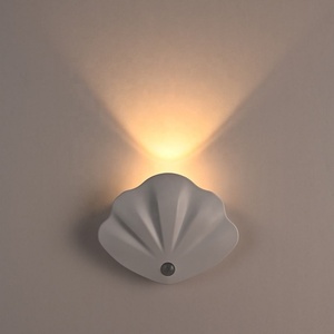Modern Minimalist <b>Shell</b>-shaped Motion Sensor Wall <b>Light</b> Smart LED Charging Human Body Induction Lamp USB-powered Bedroom Bedside - Product Image 1