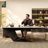 Bureau de thé créatif en pierre frittée courbée et contreplaqué, station de thé intégrée, ergonomique, durable, moderne et minimaliste pour