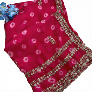 Sari de Fiesta para Mujer, Hecho a Mano en India y Pakistán, con Bordado Floral, Mangas Abullonadas, Cuello en V, Alta Calidad, Precio al por Mayor, 2022 - Product Image 1