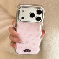 Coque IVANHOE tendance et fraîche en gel de rose, compatible avec Apple 17 Pro Max, 16, 15, 14, 13, motif fleur noire écrasée