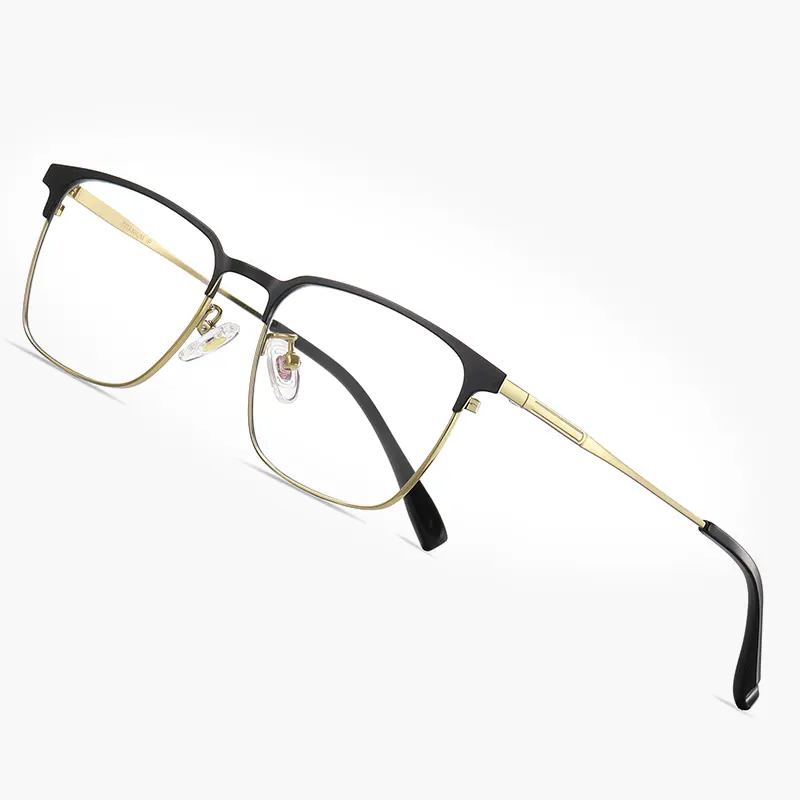 Dayanıklı renk IP kaplama titanyum gözlük iş tarzı erkek zarif Metal bükülebilir gözlük çerçeveleri gözlük