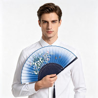 Éventails pliables pour femmes West Lake CC, 8,3 pouces, bleus, style espagnol, portables, thème papillon et fleurs, pour la danse