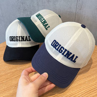 Grosir Topi olahraga pinggiran melengkung 6 Panel berkualitas tinggi Topi Trucker jala penuh 100% katun untuk basket musim panas luar ruangan