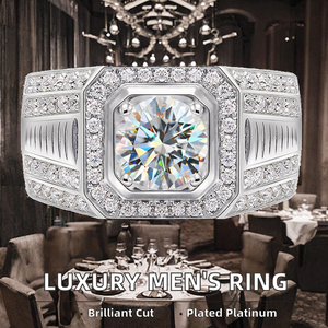 Anillo de Moissanita de Plata de Ley S925 para Hombre, de Lujo, con Cuatro Garras, Elegante, en Oro Blanco, Joyería Fina para Hombre, Venta al Por Mayor - Product Image 4