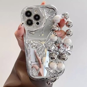 Lượn sóng hình dạng khung bướm mạ điện TPU trường hợp điện thoại cho iPhone 16 Pro Max sáng bướm dây đeo trường hợp điện thoại cho iPhone 16 - Product Image 3