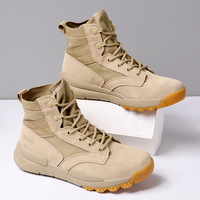 Bottes tactiques pour hommes en cuir de vache ultra-léger personnalisées, à lacets, avec doublure en mesh, semelle en caoutchouc, pour la randonnée et les aventures en plein air