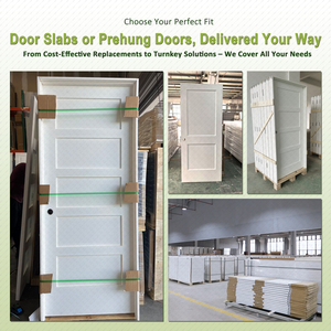 Trắng primed lõi rắn gỗ 5 bảng prehung nội thất Shaker cửa - Product Image 5