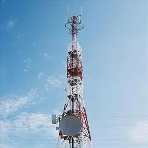 Gantry Ăng Ten Bts Viễn Thông Di Động Gsm Lte 4 Chân Thép 0 Mét Tháp Truyền Thông Hình Ống Thép Dây Guy