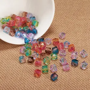 500 g Polygon zweifarbige Farbe transparente Acrylperle für DIY-Armband, Schmuckherstellung Acrylperlenvorhang Kristallhandwerk