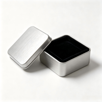 Boîte à bijoux en aluminium brossé mat de qualité supérieure, avec couvercle à friction, doublée de velours, coffret cadeau