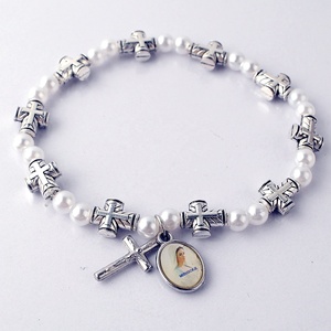 <span class=keywords><strong>Medjugorje</strong></span> Medaglia con perline In Metallo e Perle perline braccialetto elastico - Product Image 4