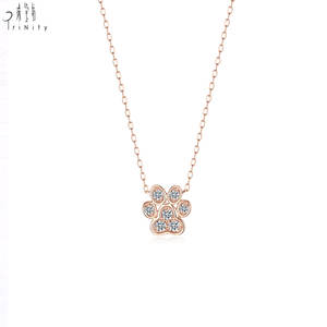 สร้อยคอจี้เพชรแท้ทองคำ 18K ดีไซน์รูปอุ้งเท้าสัตว์สุดหรู คอลเลคชั่นใหม่ล่าสุด ของขวัญวันเกิดสำหรับสาวๆ - Product Image 1