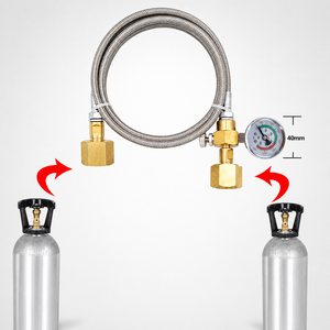 Station de remplissage de bouteilles de CO2 Sodastream, adaptateur de remplissage pour outils pneumatiques, tuyau tressé en acier de 1,5 m, manomètre 250 bars - Product Image 4
