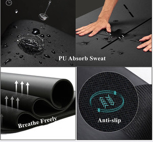 Nuevo diseño logotipo personalizado alta calidad antideslizante respetuoso con el medio ambiente Premium negro Pu caucho Natural <span class=keywords><strong>Yoga</strong></span> Mat 5mm - Product Image 4