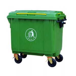 Green 660L Plastic Waste <b>Bin</b> With <b>Wheels</b> Outdoor Use HDPE Rectangular - Product Image 1