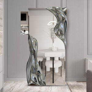 Specchio da Terra di Lusso Leggero ed Esclusivo Effetto Acqua Increspata per Casa e Villa, Specchio da Trucco e Decorativo di Design - Product Image 5