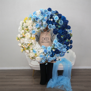 Romantic Large size Artificial <b>Flower</b> Wreath blue Rose for Wedding Table Centerpiece decoration - Product Image 3