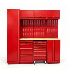 Heavy Duty LED Garage Tool Cabinet Pegboard <b>Workbench</b> Storage System Wooden Top Lockable Workshop Tool Organizer OEM/ODM/OBM - Product Image 1